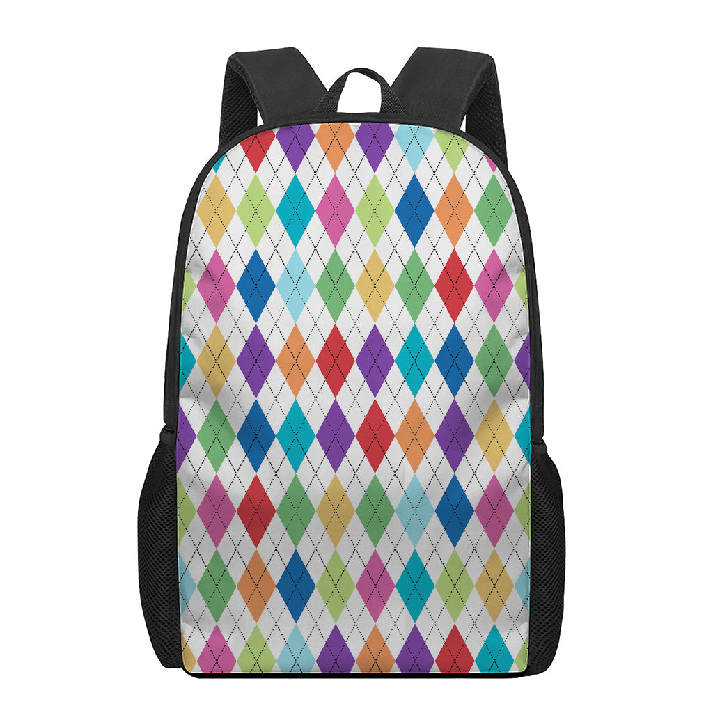Colorful Argyle Pattern Print 17 Inch Backpack