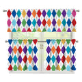 Colorful Argyle Pattern Print 3 Piece Kitchen Curtains