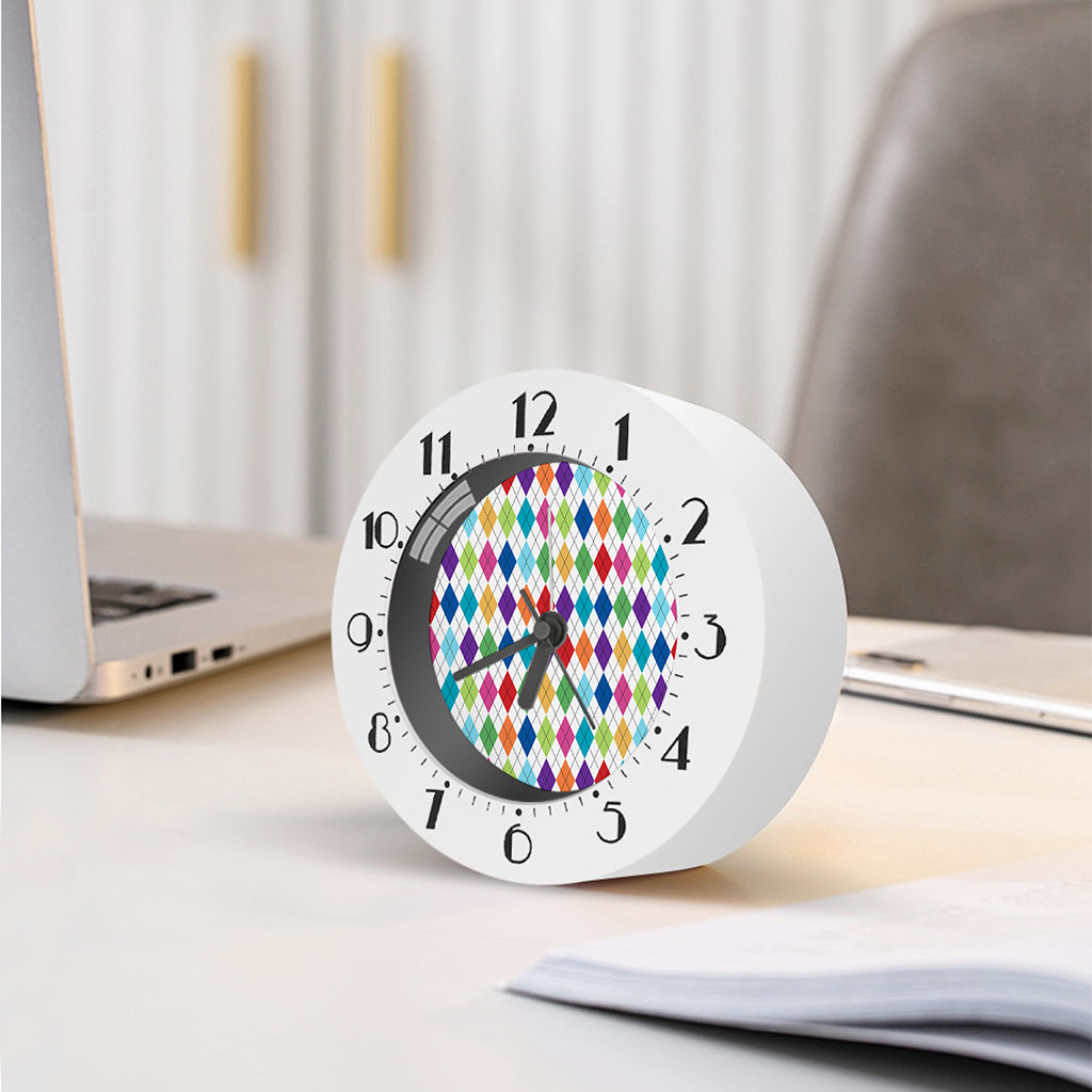 Colorful Argyle Pattern Print Alarm Clock