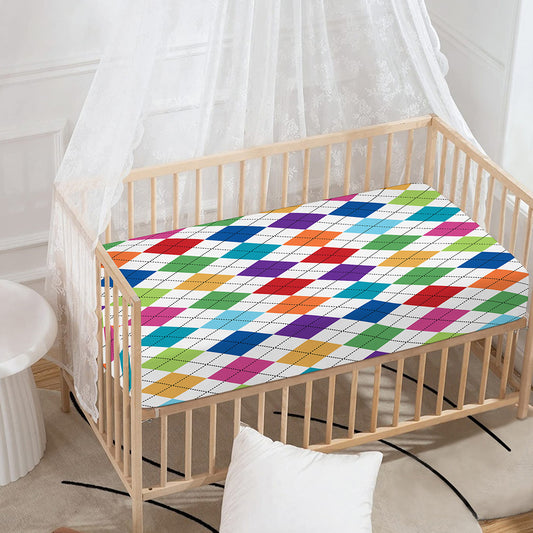 Colorful Argyle Pattern Print Baby Crib Sheet
