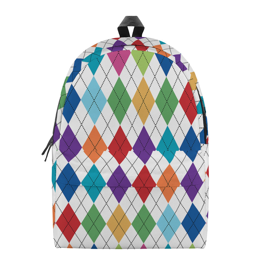 Colorful Argyle Pattern Print Backpack