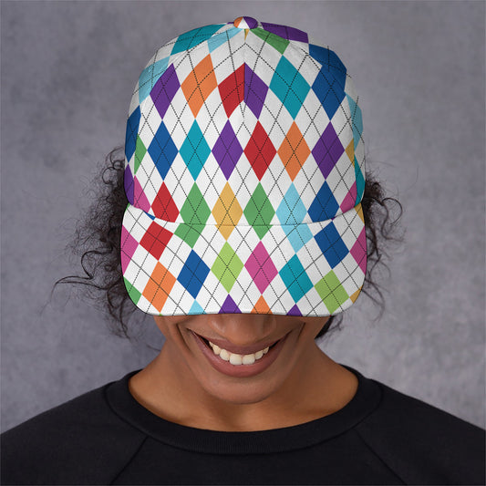 Colorful Argyle Pattern Print Baseball Cap