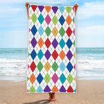 Colorful Argyle Pattern Print Beach Towel