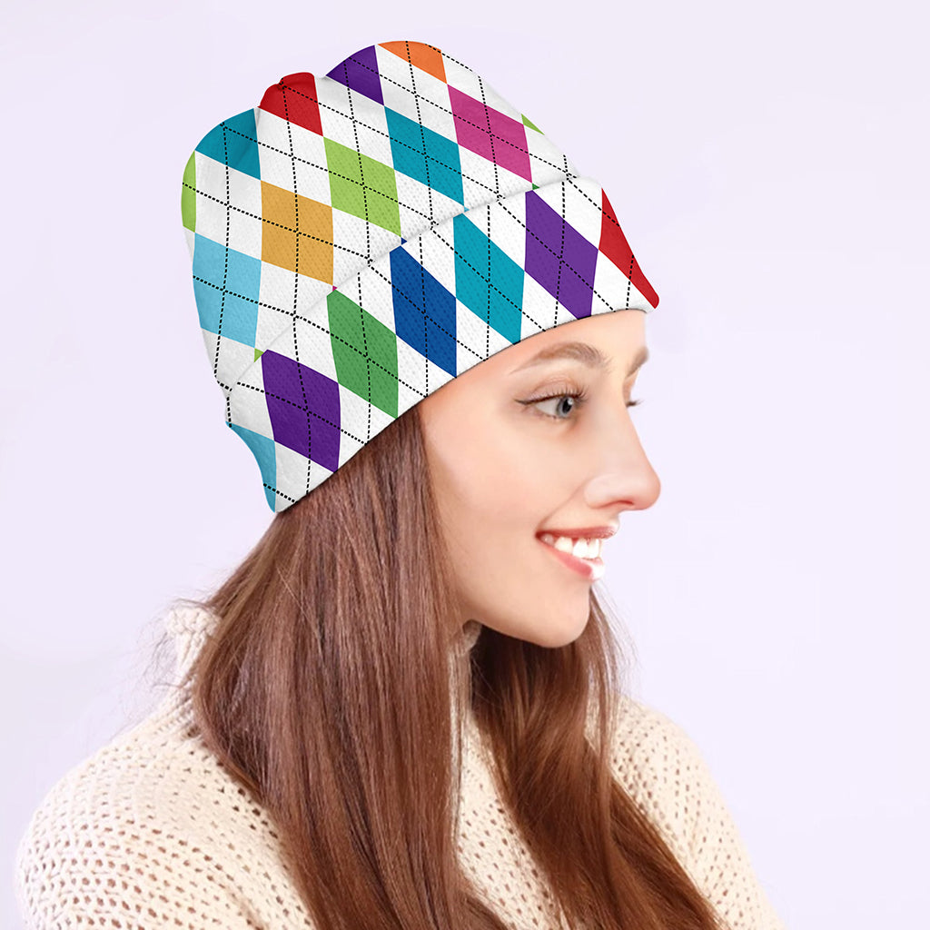 Colorful Argyle Pattern Print Beanie