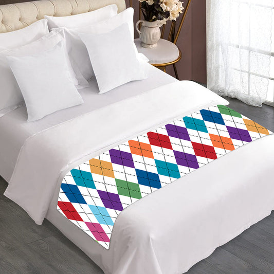 Colorful Argyle Pattern Print Bed Runner