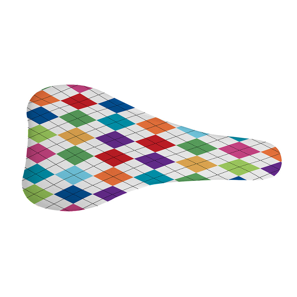 Colorful Argyle Pattern Print Bicycle Seat Cover