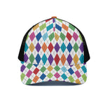 Colorful Argyle Pattern Print Black Mesh Trucker Cap