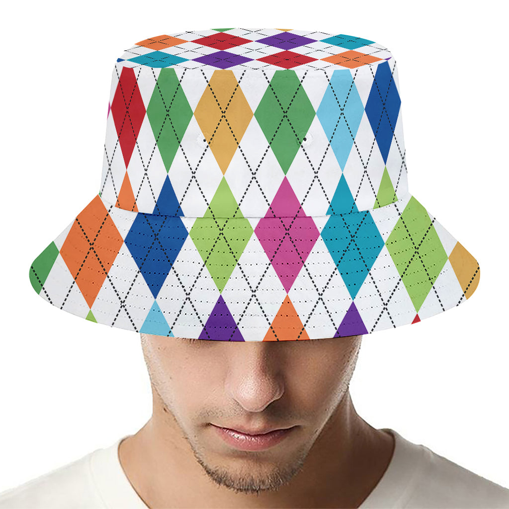 Colorful Argyle Pattern Print Bucket Hat