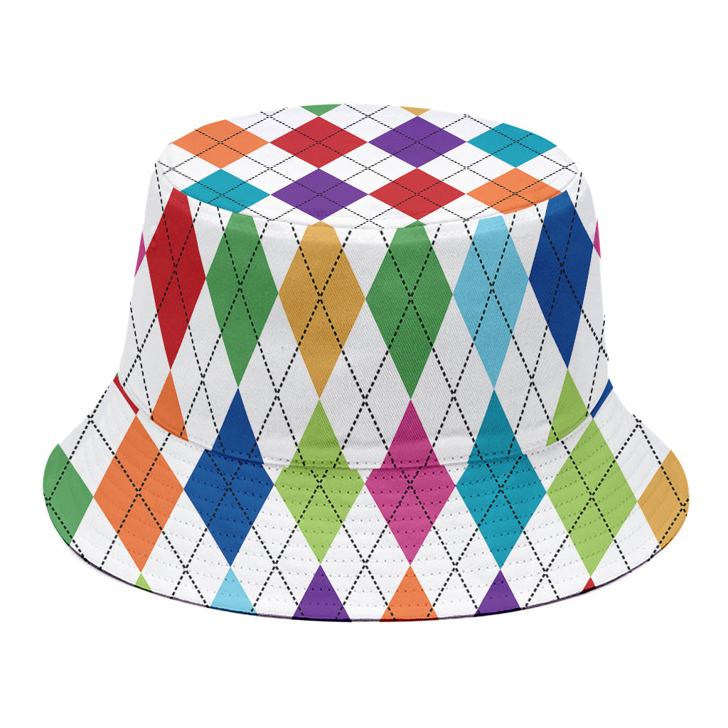 Colorful Argyle Pattern Print Bucket Hat