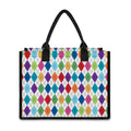 Colorful Argyle Pattern Print Canvas Tote Bag