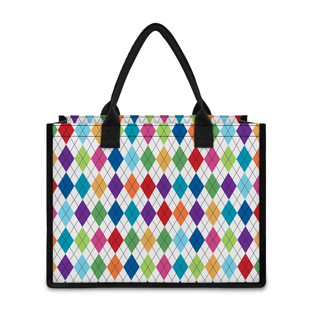 Colorful Argyle Pattern Print Canvas Tote Bag