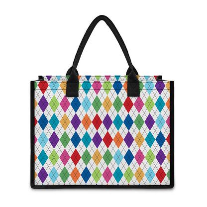 Colorful Argyle Pattern Print Canvas Tote Bag