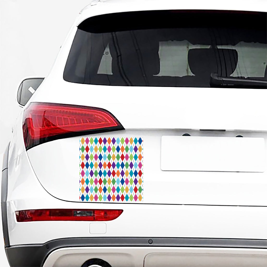 Colorful Argyle Pattern Print Car Sticker