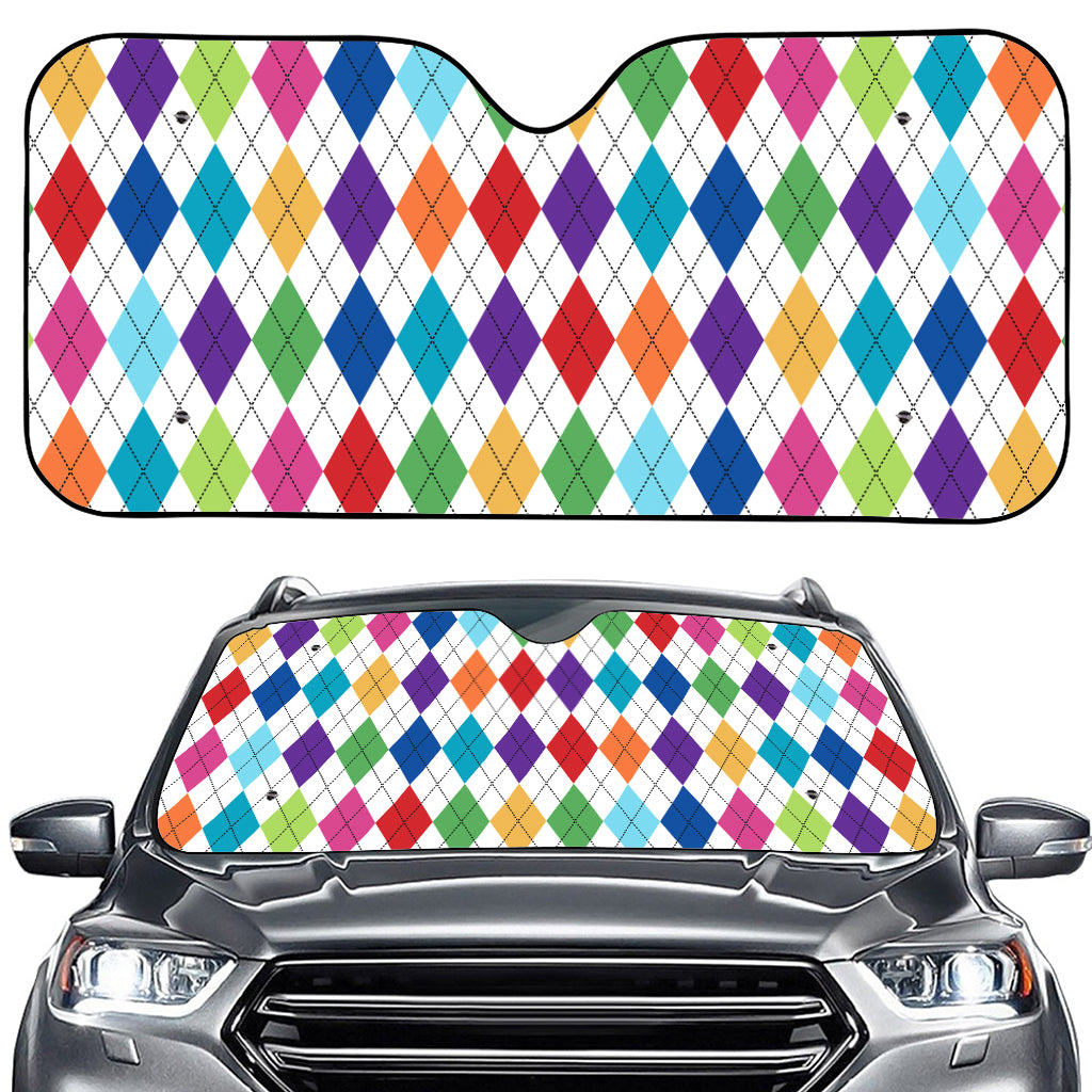 Colorful Argyle Pattern Print Car Windshield Sun Shade