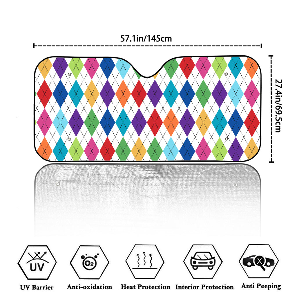 Colorful Argyle Pattern Print Car Windshield Sun Shade