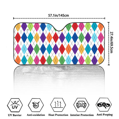 Colorful Argyle Pattern Print Car Windshield Sun Shade