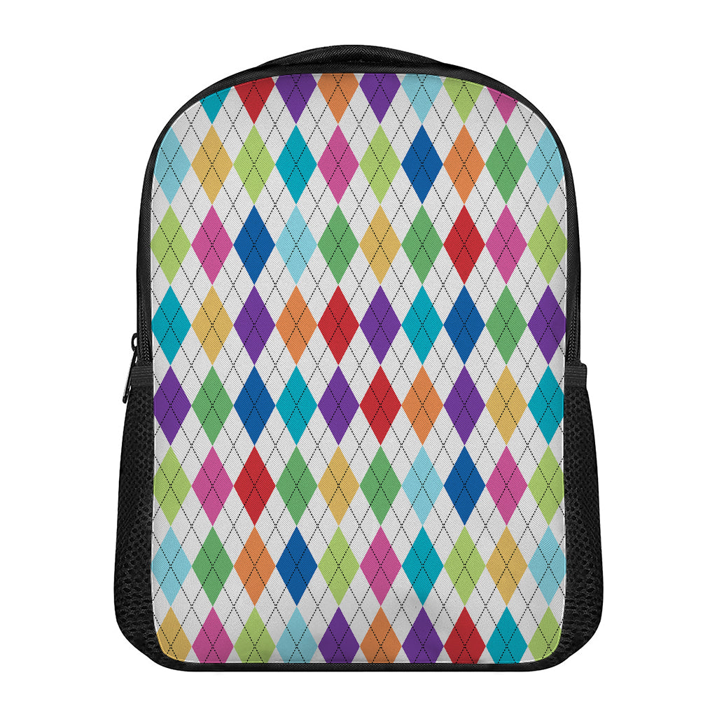 Colorful Argyle Pattern Print Casual Backpack
