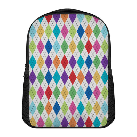 Colorful Argyle Pattern Print Casual Backpack