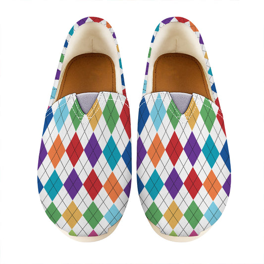 Colorful Argyle Pattern Print Casual Shoes