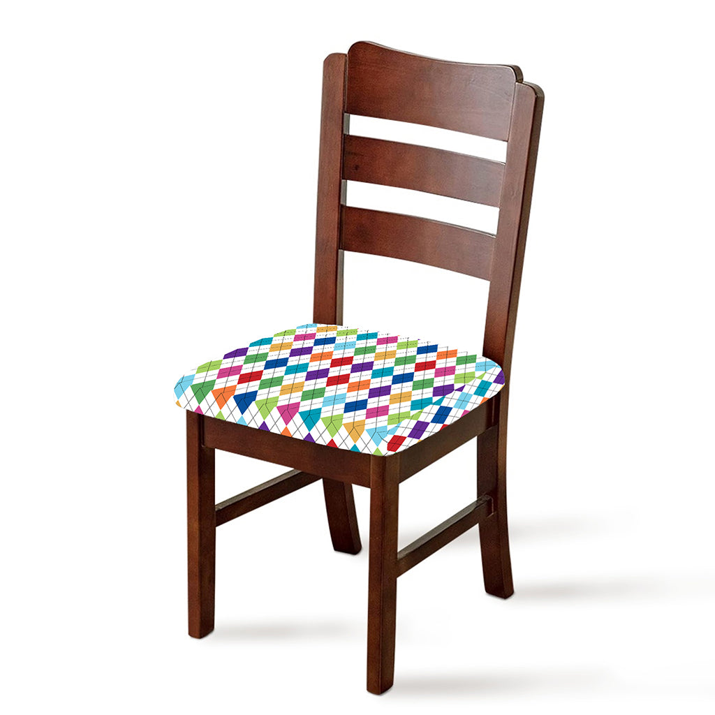 Colorful Argyle Pattern Print Chair Cushion Cover