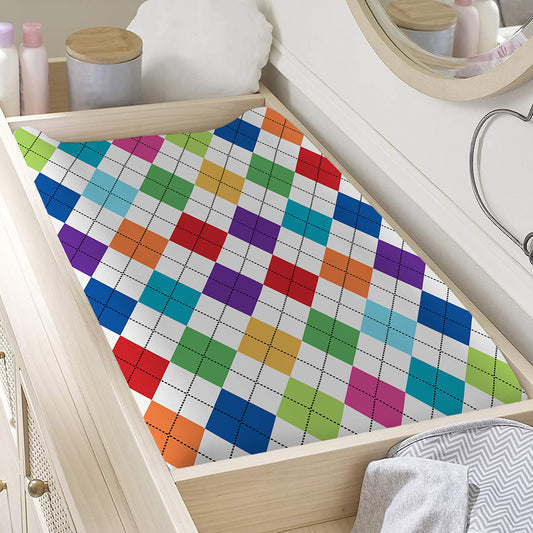 Colorful Argyle Pattern Print Changing Pad Cover