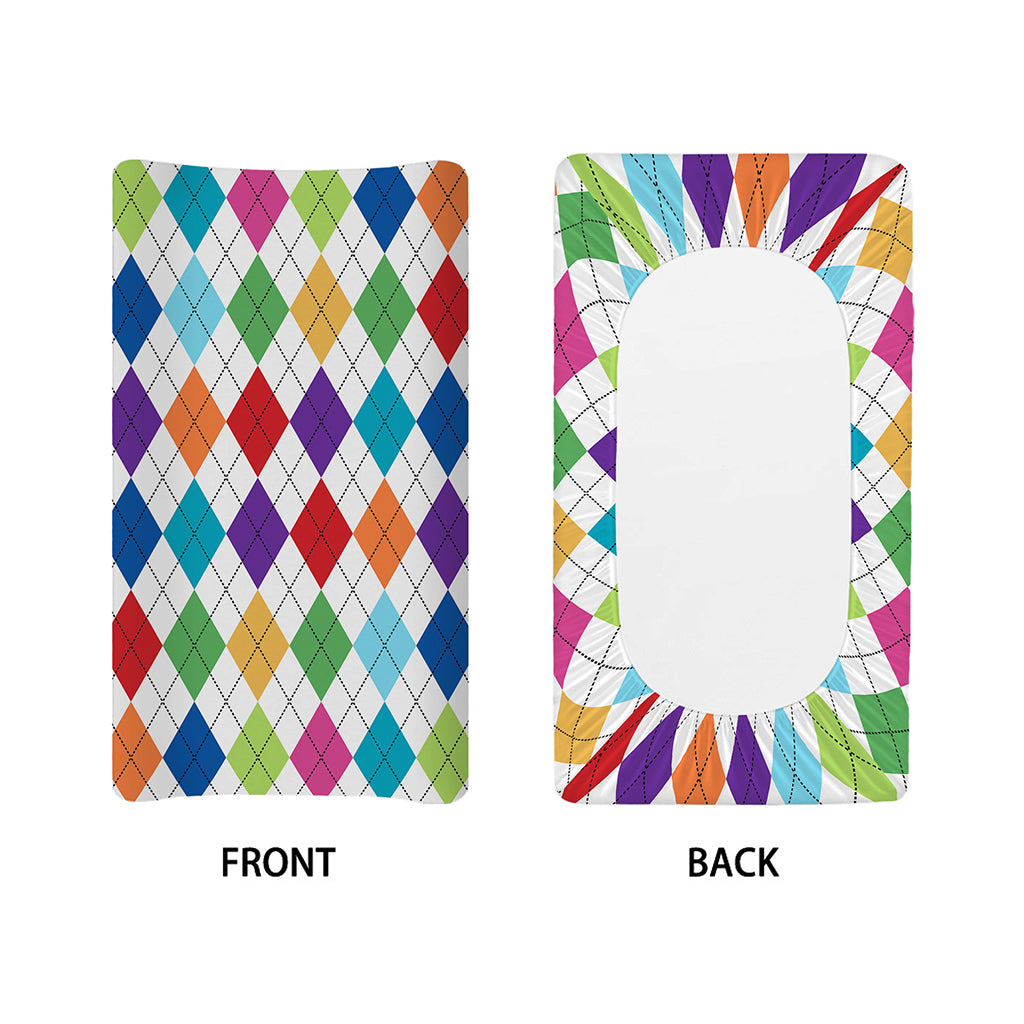 Colorful Argyle Pattern Print Changing Pad Cover