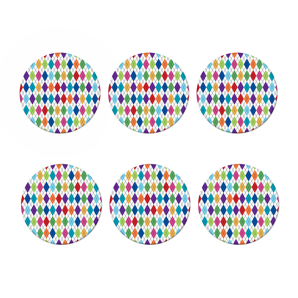 Colorful Argyle Pattern Print Coaster Set