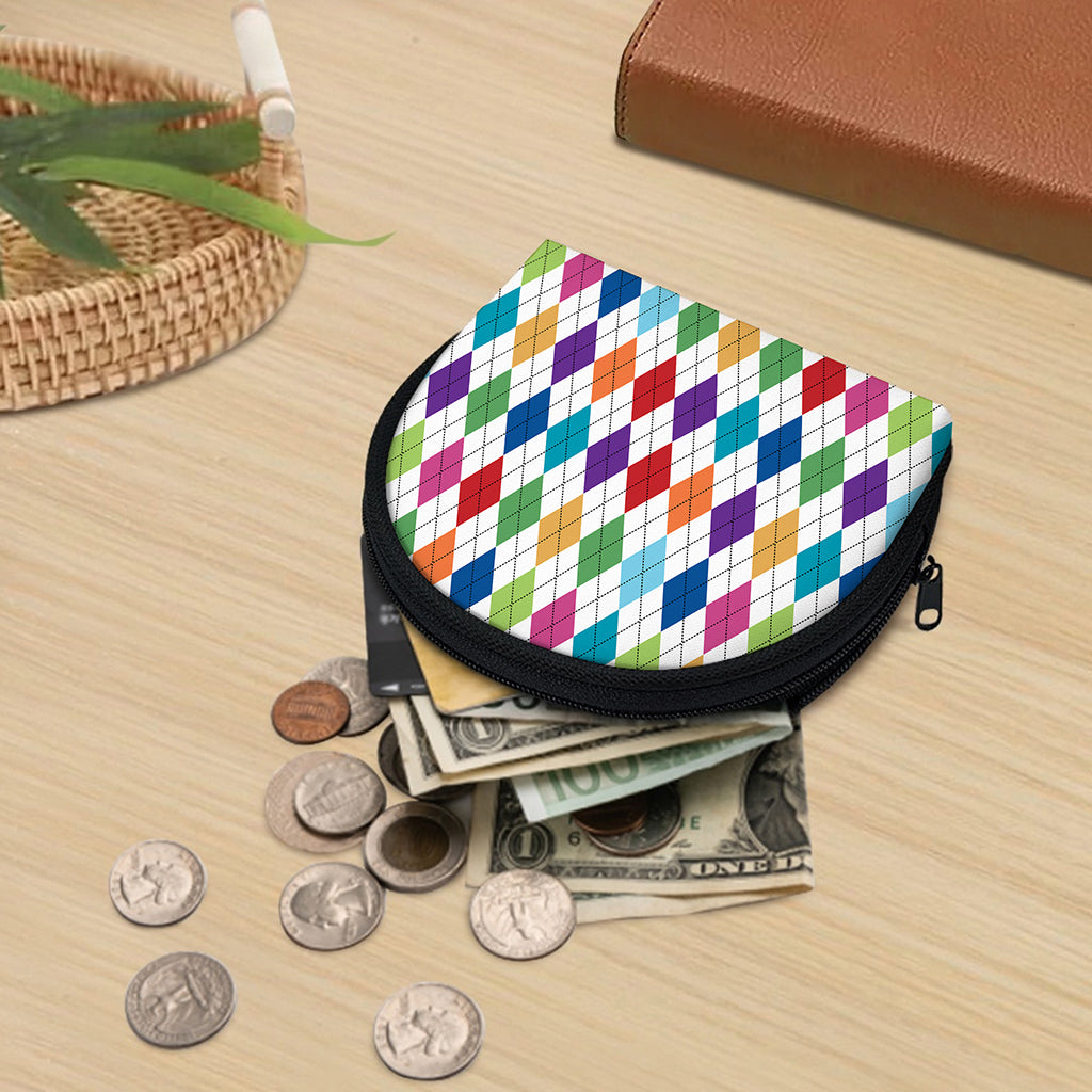 Colorful Argyle Pattern Print Coin Purse