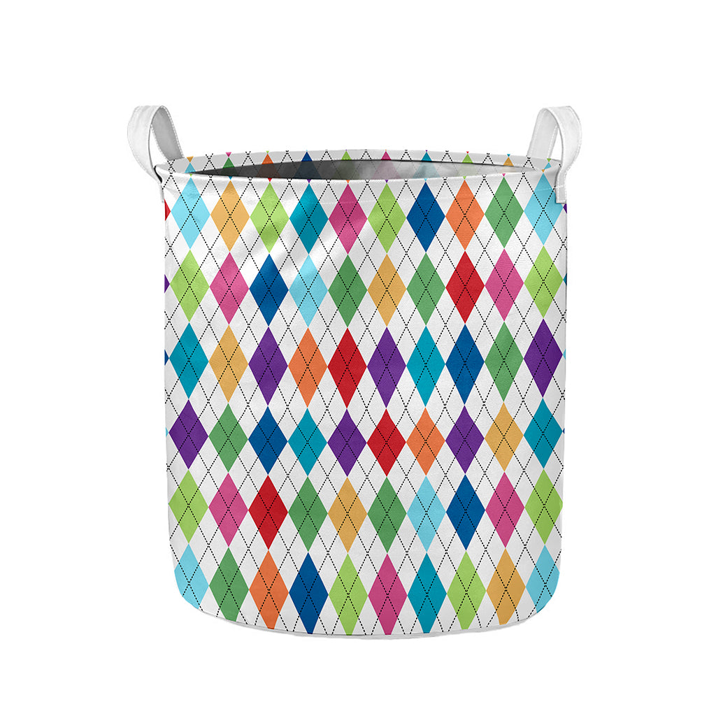 Colorful Argyle Pattern Print Collapsible Laundry Basket