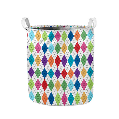 Colorful Argyle Pattern Print Collapsible Laundry Basket