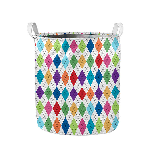 Colorful Argyle Pattern Print Collapsible Laundry Basket