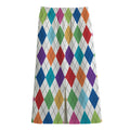 Colorful Argyle Pattern Print Cotton Front Slit Maxi Skirt