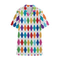 Colorful Argyle Pattern Print Cotton Hawaiian Shirt