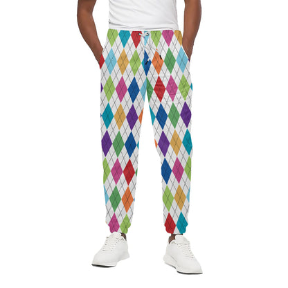 Colorful Argyle Pattern Print Cotton Pants