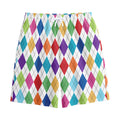 Colorful Argyle Pattern Print Cotton Shorts