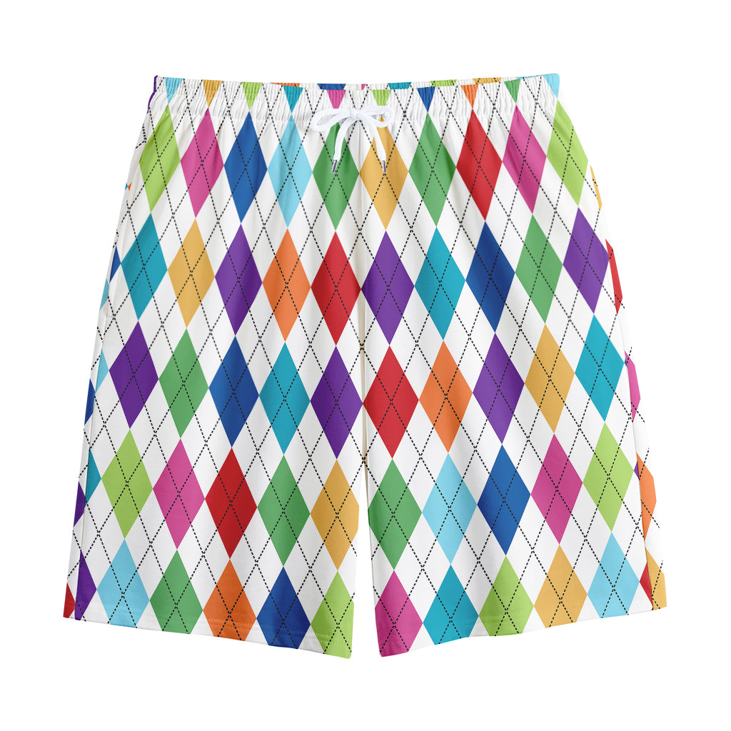 Colorful Argyle Pattern Print Cotton Shorts