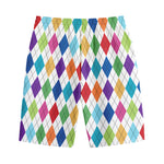 Colorful Argyle Pattern Print Cotton Shorts