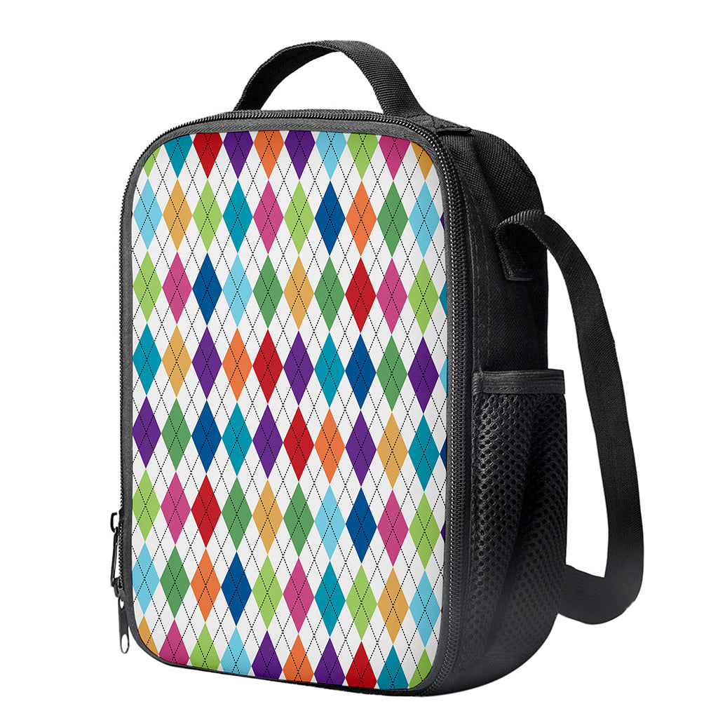 Colorful Argyle Pattern Print Crossbody Lunch Bag
