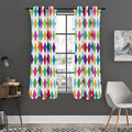 Colorful Argyle Pattern Print Grommet Curtain Panels