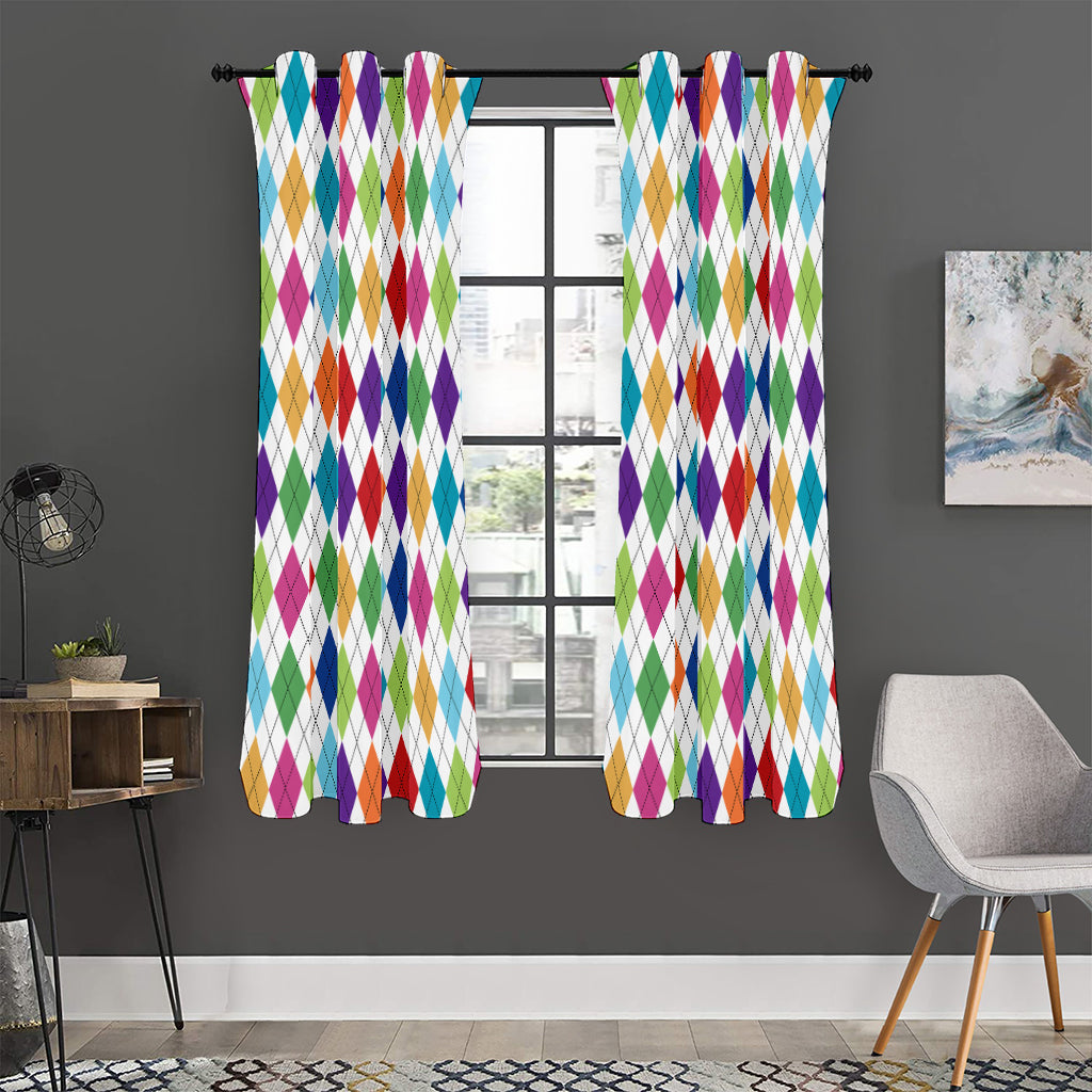 Colorful Argyle Pattern Print Curtain