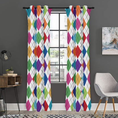 Colorful Argyle Pattern Print Curtain