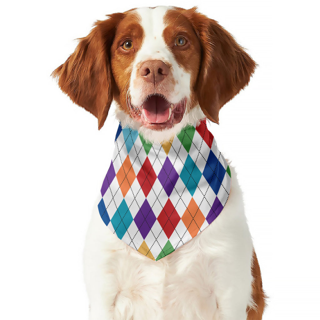 Colorful Argyle Pattern Print Dog Bandana