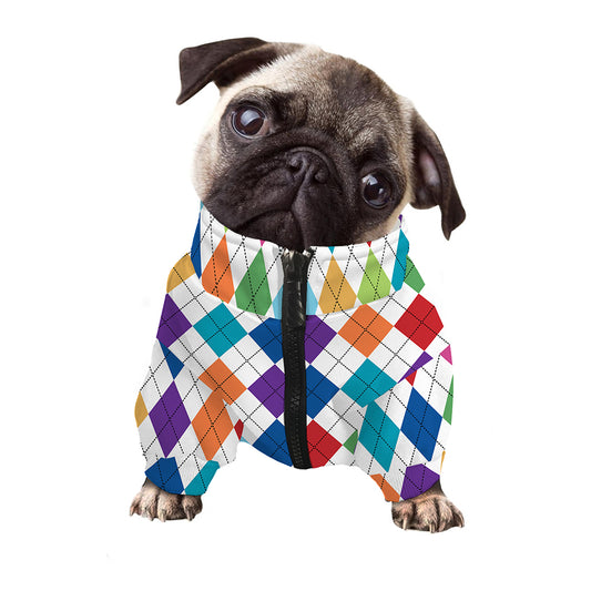 Colorful Argyle Pattern Print Dog Zip Up Jacket