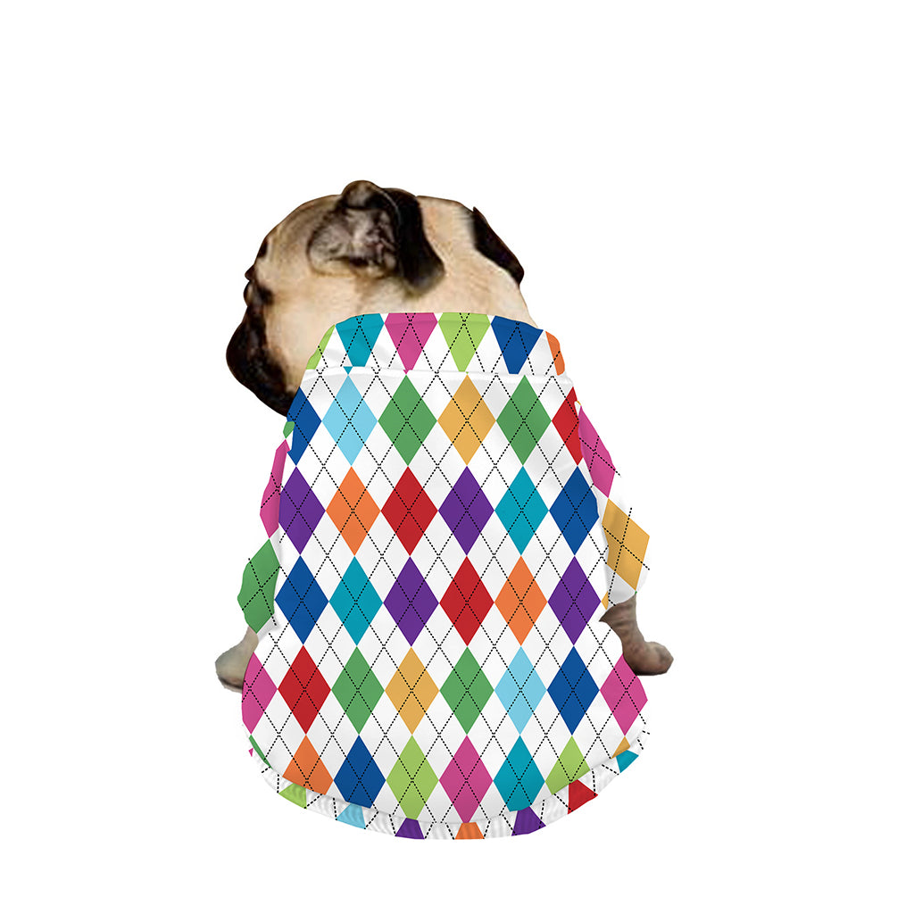 Colorful Argyle Pattern Print Dog Zip Up Jacket