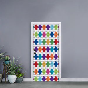 Colorful Argyle Pattern Print Door Sticker