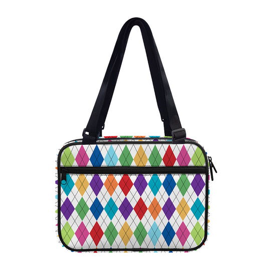 Colorful Argyle Pattern Print Double Strap Bible Bag