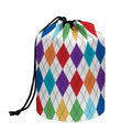 Colorful Argyle Pattern Print Drawstring Makeup Bag