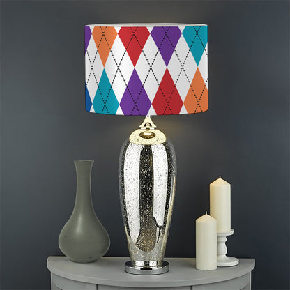 Colorful Argyle Pattern Print Drum Lamp Shade