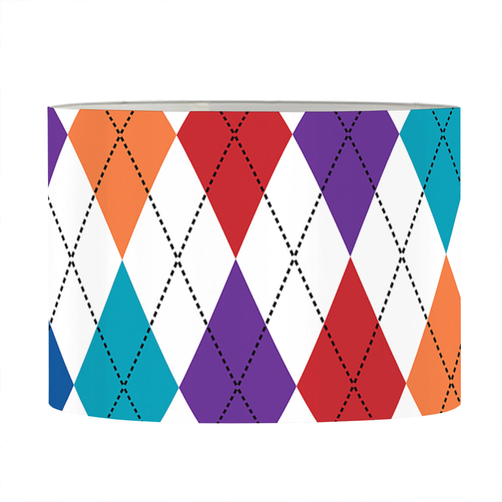 Colorful Argyle Pattern Print Drum Lamp Shade
