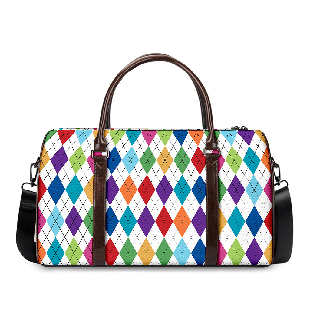 Colorful Argyle Pattern Print Duffle Bag